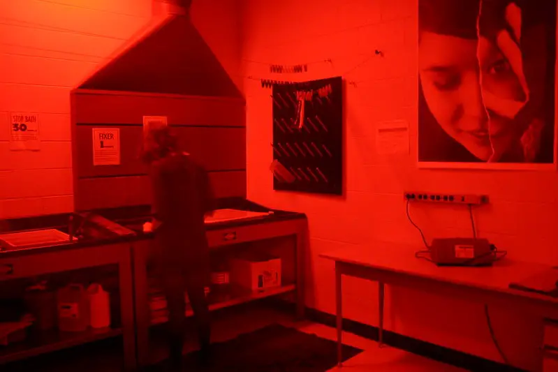 darkroom with a red safelight