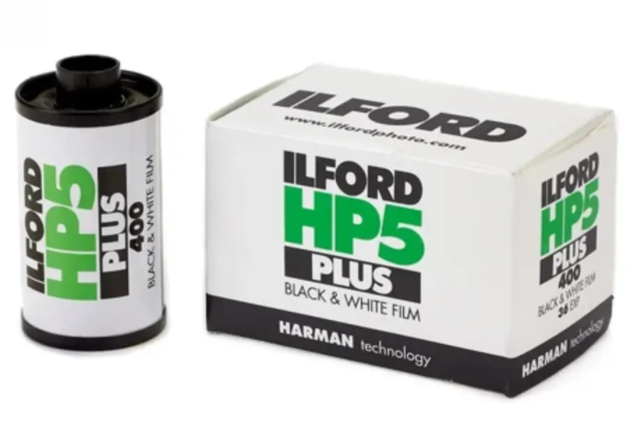 A roll of 35mm Ilford HP5 plus black and white film