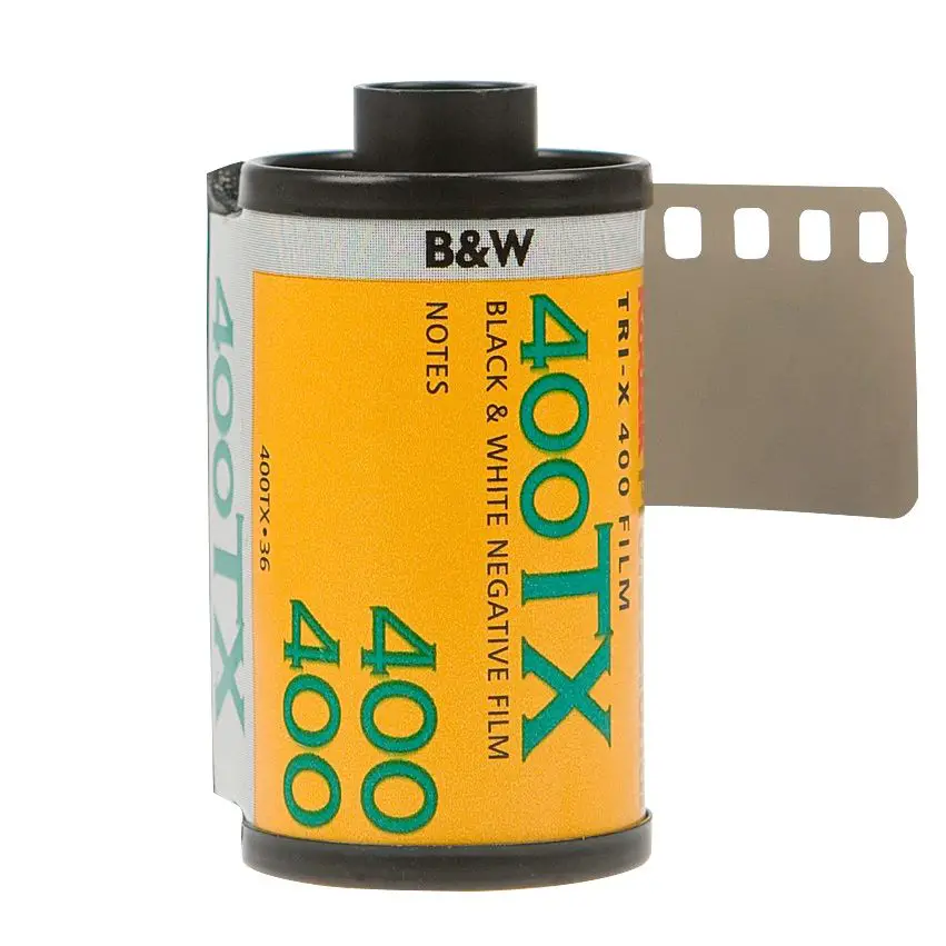 A roll of 35mm Kodak Tri-X 400TX black and white film