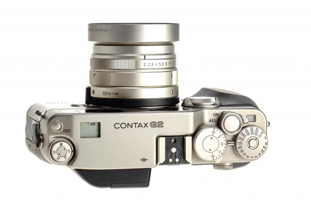 Top Plate of A Contax G2 35mm Film Camera.
