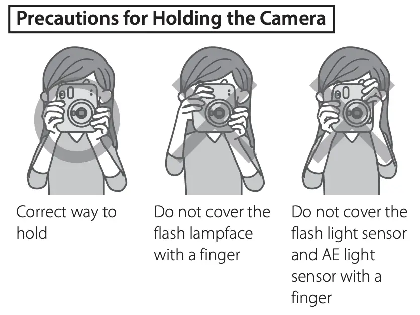 Don't Cover the flash or the light sensor holes on the front of the Instax Mini 11 when taking images | Fujifilm