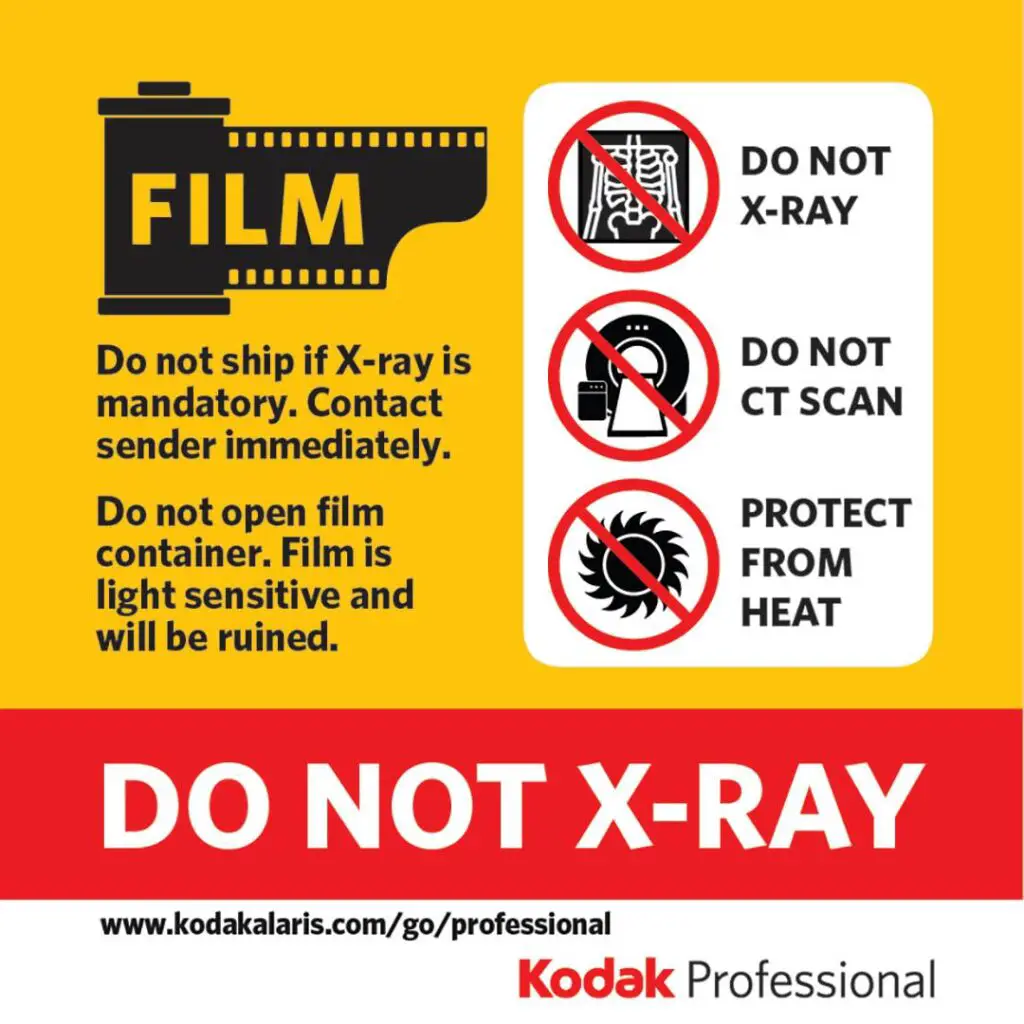 Label created by Kodak for Film when flying with film