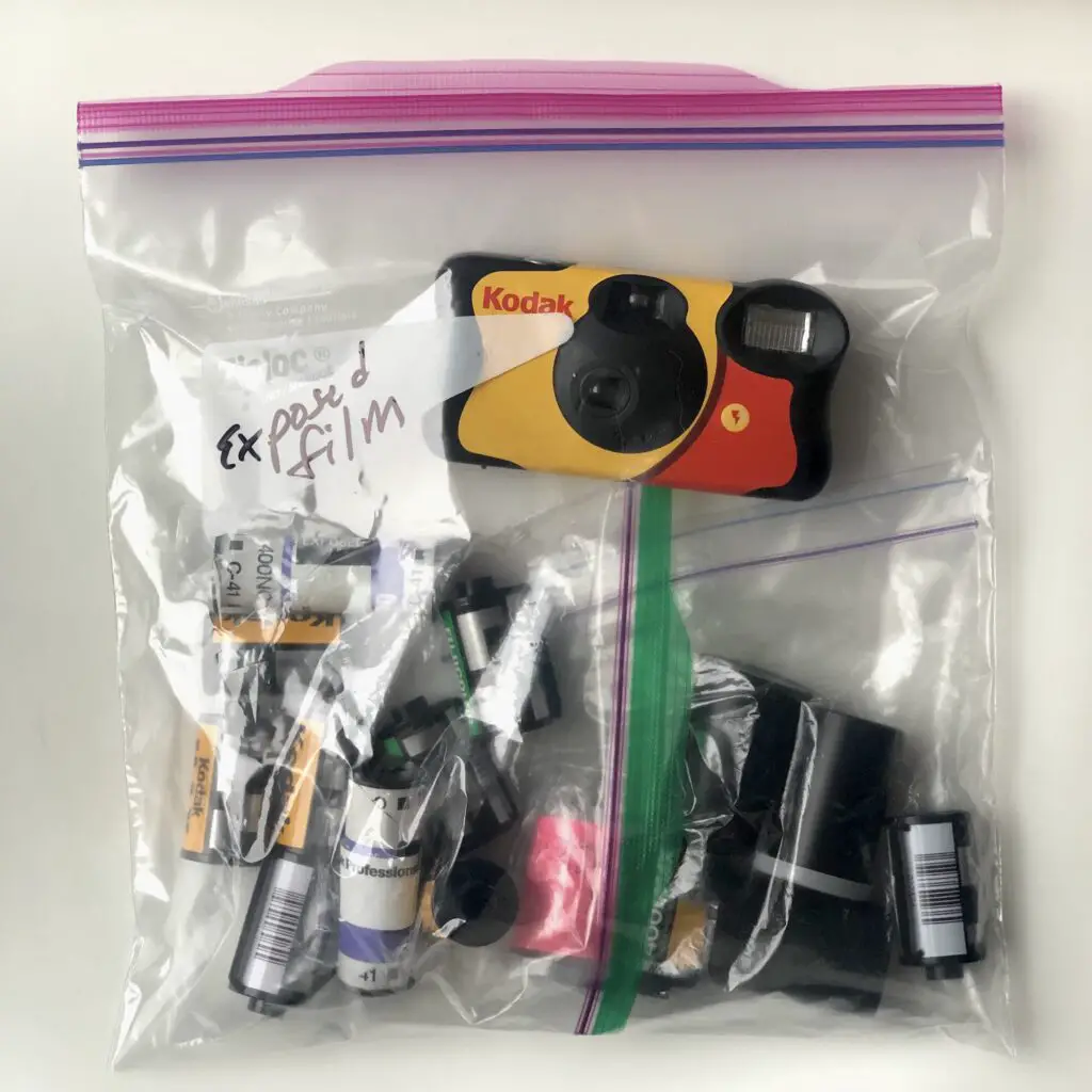Film in a Ziplock bag to be stored in the Refrigerator or Freezer