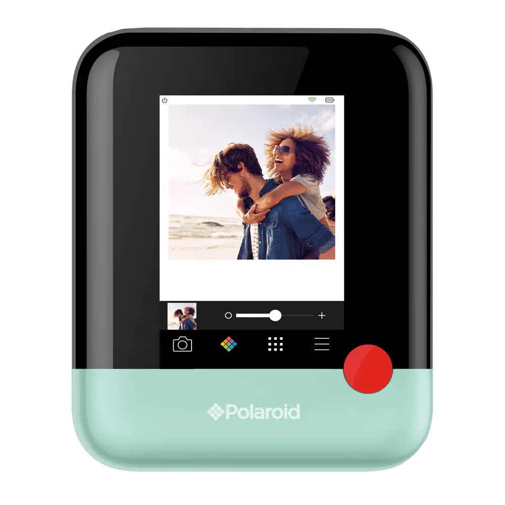 The back of the Polaroid Pop Instant Hybrid Camera uses an SD card and can hold 10 images in its internal memory