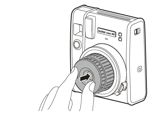 Push in the font edge of the lens of the Instax Mini 40 to turn off selfie Mode. Push the lens all the back into the camera to turn off the camera. 