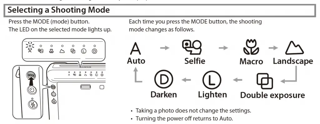 How Do You Take a Picture of Yourself With an Instax Camera? Tips and Tricks 22 How To Select Shooting Modes on the Instax SQ20
